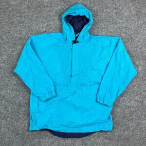 Moving Comfort Jacket Mens Size XL Blue Hooded Nylon Pullover Windbreaker